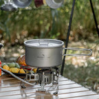 Boundless Voyage Titanium Pot Portable Camping Cookware Lightweight Cooking Pot Set for Outdoor Cooking Traveling Backpacking Hiking Trekking Picnic