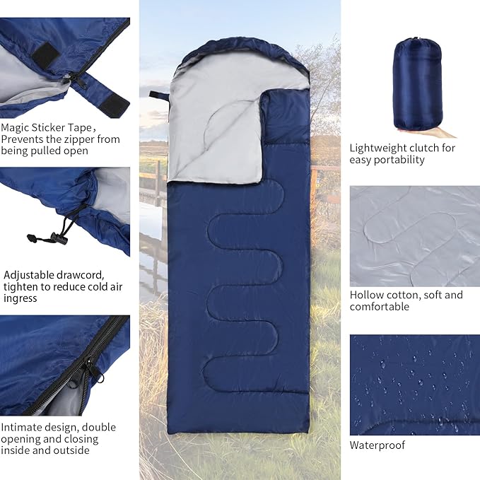 Macarrie 10 Pcs 0 Degree Camping Sleeping Bags Bulk for Adults Cold Weather 4 Season Warm Sleeping Bag with Compression Sack for Homeless Donation Shelter Emergency Hiking
