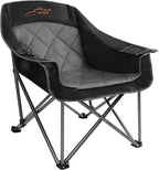 FAIR WIND Oversized Padded Camping Chair Heavy Duty Quad Fold Arm Chair Portable for Outdoor - Support 450LBS, Black