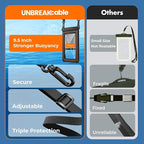 UNBREAKcable [UP to 9.5"]XL Size EXTRA Large Waterproof Phone Pouch Floating IPX8 Phone Case Dry Bag for iPhone 17 Air 16 15 14 Pro Max Samsung S25 Ultra, Travel Kayaking Beach Essentials - 2 Pack
