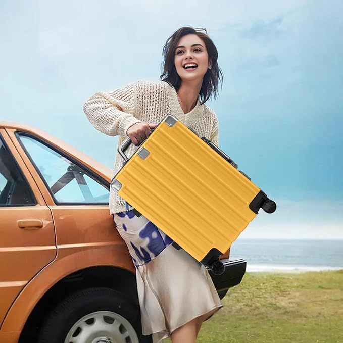 Krute Carry On Luggage 20 inch Aluminum Frame Suitcase with Spinner Wheels No Zipper Hardshell PC+ABS Luggages TSA Lock Zipperless Suitcases