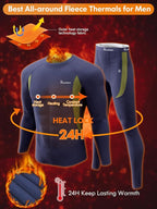 romision Thermal Underwear for Men Long Johns Fleece Lined Hunting Gear Bottom Top Set Base Layer for Cold Weather Gift