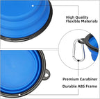 Kytely Large Collapsible Dog Bowls 2 Pack, 34oz Foldable Dog Travel Bowl, Portable Pet Water Food Bowl with Clasp, Pet Cat Feeding Cup Dish for Traveling, Walking, Hiking (Black+Blue)