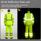 Hi Vis Class 3 Safety Rain Jacket for Men Waterproof, Reflective High Visibility Rain Gear Construction Rain Suit (Yellow 2XL/3XL)