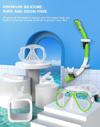 Greatever Dry Snorkel Set,Panoramic Wide View,Anti-Fog Scuba Diving Mask,Professional Snorkeling Gear