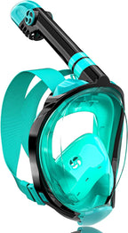 QingSong Full Face Snorkel Mask for Adults, Snorkeling Gear with Camera Mount, 180 Degree Panoramic View Snorkel Set Anti-Fog Anti-Leak