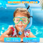 Kids Snorkel Set, Dry Top Snorkeling Gear for Kids, Diving Mask for Youth Boys Girls Age 5-15, Tempered Glass Swimming Goggles Combo Set, Anti-Fog Panoramic View Kids Snorkel Set
