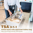 Wedama TSA Approved Toiletry Bag, 3 Pack Clear Makeup Bags with Handles, Quart Size PVC Clear Cosmetic Bags for Women and Men, Carry on Airport Airline Compliant Bag, White