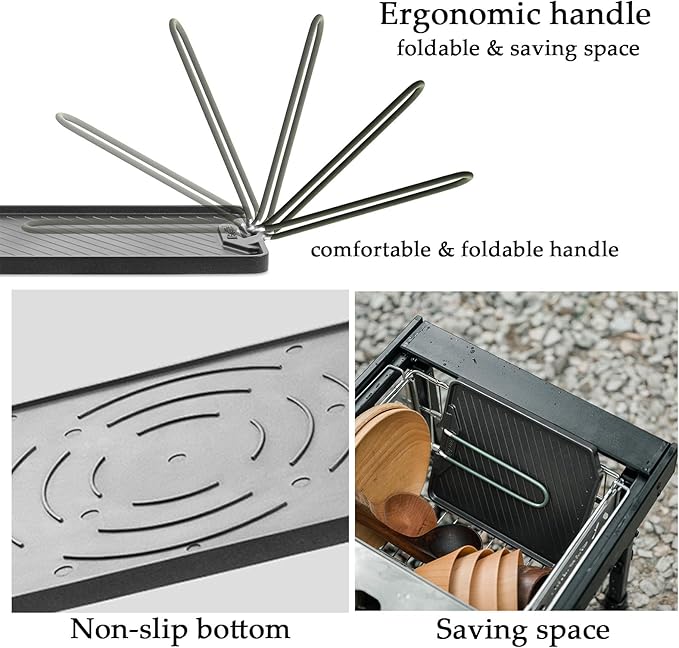 Naturehike Camping Frying Pans Nonstick With Folding Handle, Square Portable Grill Pan for Cooking, Cookware Lightweight Skillet for Indoor & Outdoor Grilling, Backpacking Picnic Hiking(7.7*8.9 inch)