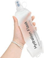 GYGYL Soft Flask, TPU Collapsible Soft Water Bottle for Hydration Pack, Running Vest, Leak-Proof Folding Water Bottle for Hiking Cycling Climbing Jogging-500ml White