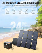 GRECELL 80W Foldable Solar Panel, Portable Solar Charger with USB-A and USB-C QC3.0 (18W) IP67 Waterproof Outdoor Cell Phone Solar Charger for Power Banks Tablets Small Power Station