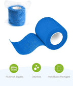 FriCARE Self Adhesive Bandage Wrap, Medical Tape in First Aid Kit, Cohesive Bandages for Wounds Sport Vet, 2 Inches X 5 Yards 6 Rolls, Blue