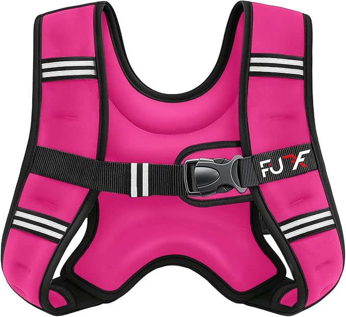 FUFF Weighted vest woman - 5lb/10lb/12lb/15lb/20lb/25lb/30lb Weights with Reflective Stripe, Weighted Vest for Men Women Strength Training Running Walking Jogging