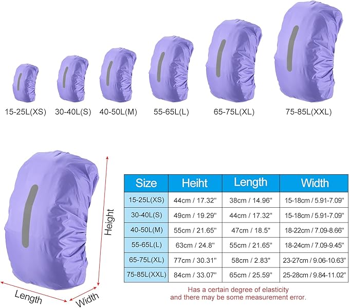 PATIKIL Waterproof Backpack Rain Cover, Non-Slip Backpack Cover with Vertical Reflective Strap Stay Dry for Hiking, Camping, Hunting