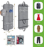 KEEGH 54" Garment Bags for Travel Tri-fold Garment Bag for Dresses Long Waterproof Suit Bags for Men Hanging Clothes for Suit Coats Tuxedos Dresses with 4 Big Pockets & Accessory Pouch, Black