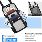 Hanke Passport Holder, Travel Wallet for Womens and Men, Neck Wallet Hidden Passport Pouch for Travel Adjustable Lightweight Thin with 6 compartments (Light Grey)