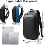 hk Slim Laptop Backpack, Lightweight Expandable High-Tech Business Work Backpack for Men Women,15.6 Inch Anti-theft Waterproof Travel Backpack Durable College Casual Daypack Computer Laptop Bag-Black