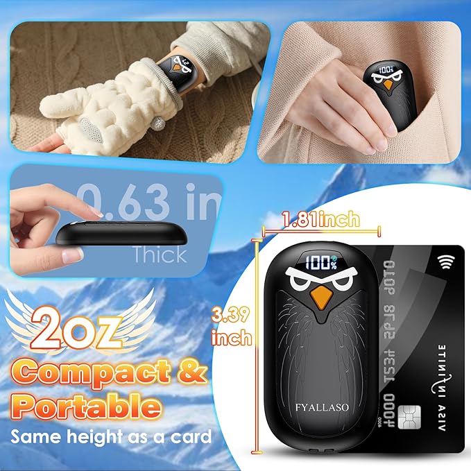 Magnetic Hand Warmers Rechargeable 2 Pack, Electric Reusable Heated Hand Warmer, LED Display & 4 Levels Heating, USB Pocket Heater for Golf, Raynauds, Camping, Hunting Gear, Gifts for Women, Men