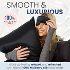 Blissy Silk Sleep Mask - Eye Sleeping Mask for Women & Men for Total Blackout - 100% Pure Mulberry Silk, 22 Momme 6a Fibers - Blindfold Sleep Mask Side Sleeper Eye Cover (Non Adjustable)