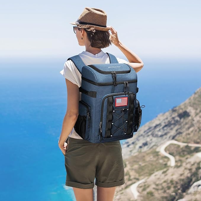 Maelstrom Backpack Cooler,Soft Lightweight Leakproof Cooler Backpack,35 Can Insulated Cooler Bag,Keeps 35 Cans Hot/Cold for Up to 16 Hours,Waterproof Lunch Backpack for Men Women-Blue