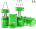 Lichamp 4 Pack LED Camping Lanterns, Battery Powered Camping Lights LED Collapsible Flashlight Portable Emergency Supplies Kit, A4DG