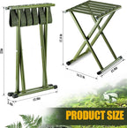 2 Pcs Folding Camping Stool Portable 17.8 Height Stool Lightweight Chair Foldable Camping Seat Hold up to 600 Lbs for Outdoor Walking Hiking Fishing Hunting Travel Gardening, Green