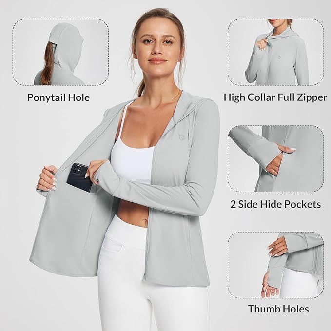 baleaf Women's Sun Protection Jacket Hoodie Clothing Lightweight Long Sleeve Sun Cover Up Shirt