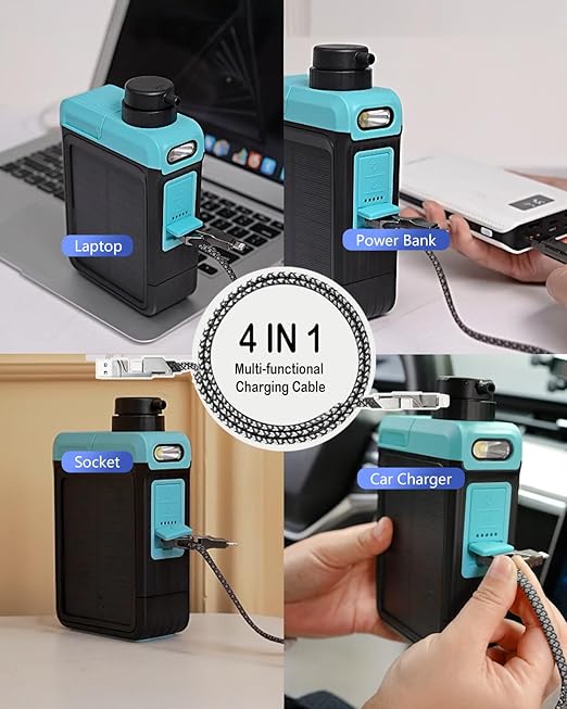 3-in-1 Solar Electric Water Filter with Hand Pump - Camping Water Filtration System Survival, Portable Water Purifier with Emergency Light, Survival Kit for Backpacking, Birthday Gifts for Men