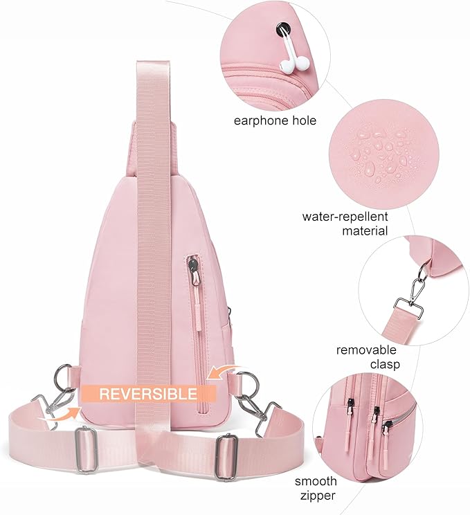 7L Sling Bag For Women Faux Leather Anti Theft Small Casual Daypack Backpack Fanny Pack Crossbody Chest Bags Purse Waterproof Light Pink