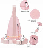 7L Sling Bag For Women Faux Leather Anti Theft Small Casual Daypack Backpack Fanny Pack Crossbody Chest Bags Purse Waterproof Light Pink