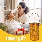 Fireworks Birthday Gifts for Women Mom Grandma Solar Lanterns Outdoor Waterproof Garden Decor Metal Hanging LED Decorative Light for Patio Yard Lawn Backyard Front Porch Gardening Gifts