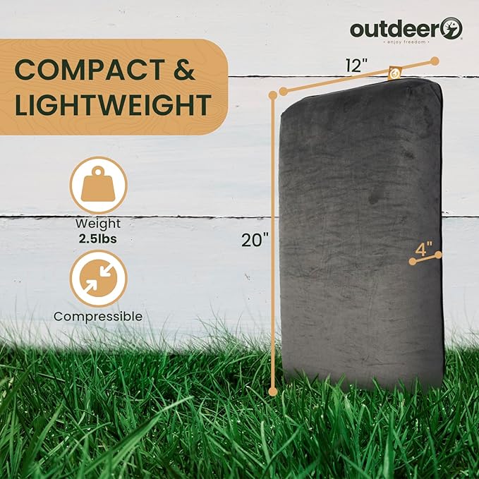 Camping Pillow, Compressible Memory Foam Travel & Camp Pillow for Sleeping Bag with Washable Fleece Pillowcase & Portable Storage Bag, Lightweight, Easy Carry for Outdoors Backpacking Pillow