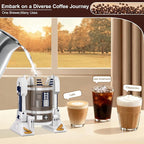 TEENKON French Press Insulated 304 Stainless Steel Coffee Maker, 32 Oz Robot R2D2 Hand Home Coffee Presser, with Filter Screen for Brew Coffee and Tea (White)