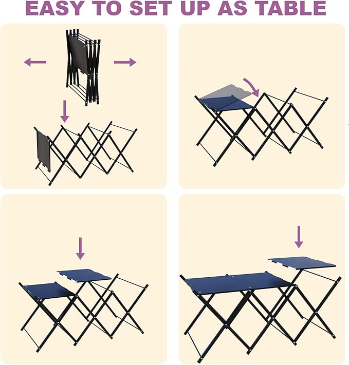 Folding Camping Table & Shelf, 2-in-1 Portable Aluminum Picnic Table and 3-Tier Storage Rack, Lightweight Low Table with Carrying Bag for Outdoor, Beach, Picnic, BBQ and Party