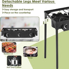 GYMAX Camping Stove, 3 Burner Propane Camp Stove w/Detachable Legs, 225,000-BTU Output, 20 PSI Regulator & CSA Certification, 30’’ Outdoor Gas Stove, High Pressure Propane Burner for BBQ (3 Burner)