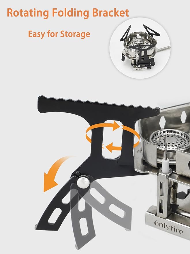 ONLYFIRE Portable Camping Gas Stove 6800W, Small Backpacking Stove with Piezo Ignition, Propane Adapter, Mini Camp Stove with Carry Bag for Outdoor Cooking, Picnic, Camping and Hiking, GS334