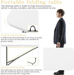 Folding Table 5 FT Camping Table Portable Heavy Duty Plastic Rectangular Outdoor Dining Table Steel Legs Fold-in-Half with Carrying Handle for Indoor,Picnic,Party,Wedding,Events(White)