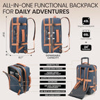Fanwoli Rolling Vacuum Backpack Travel with One-Button Compression, Expandable Carry-On Suitcase Luggage, Approved TSA Lock & Water-Proof Laptop Compartment for Outdoor/Family/Business Trips