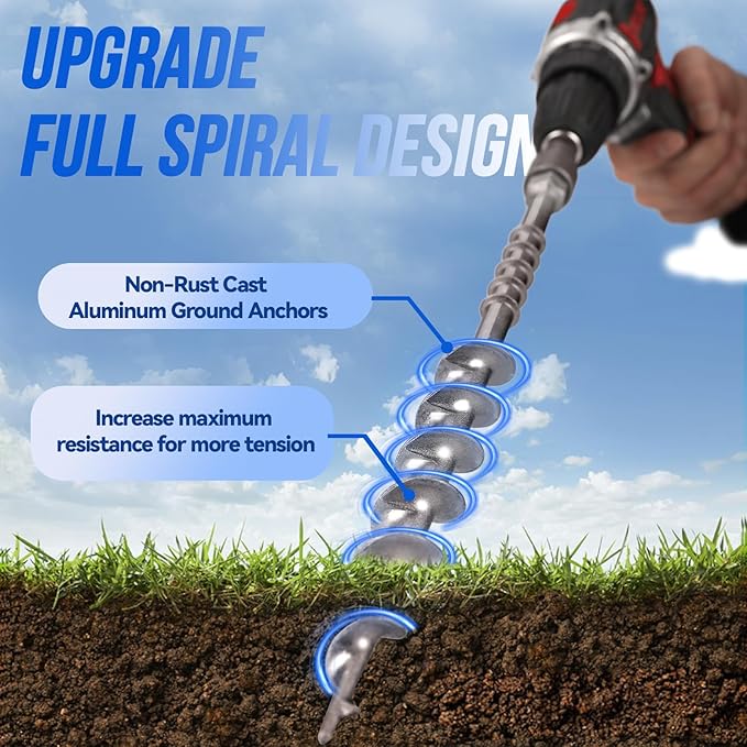 16 PCS Screw in Tent Stakes for Women Men - Ground Anchors for Sand, Canopy, Trampolines, Camping Aluminium Heavy Duty Rust Prevention Pegs Drillable Lightweight Safe - Silvery 14 inch