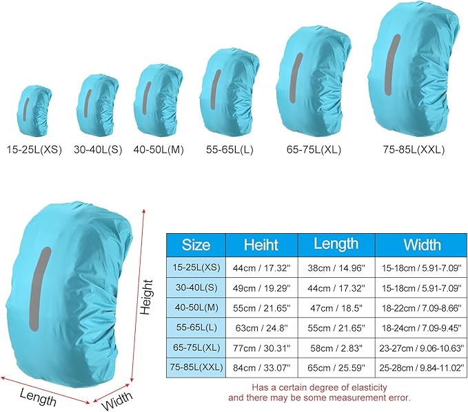 PATIKIL Waterproof Backpack Rain Cover, Non-Slip Backpack Cover with Vertical Reflective Strap Stay Dry for Hiking, Camping, Hunting