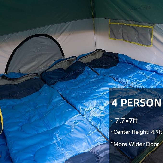 LOYEAHCAMP Tents 4 Person Camping Tent, Easy Setup Waterproof Family Tents for Camping, Portable Dome Tent for Outdoor Camping with Rainfly, Carry Bag