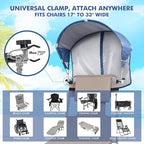 Universal Chair Umbrella Canopy, UPF 50+ Sun Shade with Adjustable Clamp, Fits Most Brands’ Beach, Camping, Lawn, Tanning, Zero Gravity, Lounge & Fishing Chairs, Patent Design