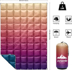 zzlamb Camping Blanket, Outdoor Lightweight Travel Blanket Puffy Portable Down Alternative, Windproof Warm Cloak with Snaps, Cozy Quilt Backpacking Picnic RV Plane Car Hammock Beach Climbing