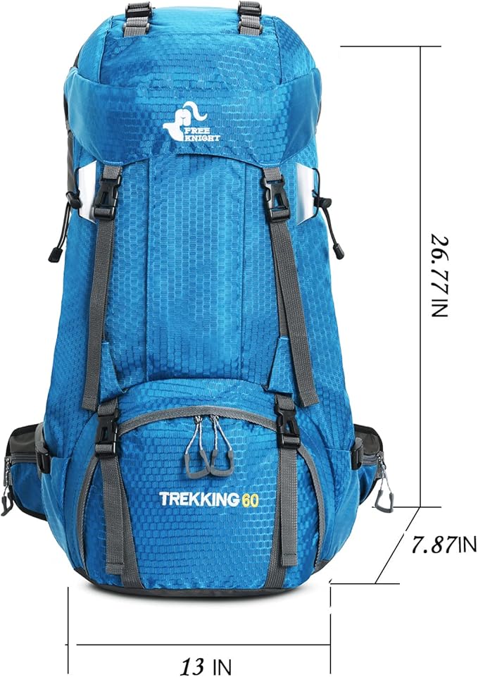 Bseash 60L Waterproof Hiking Camping Backpack with Rain Cover, Large Outdoor Sport Travel Daypack Rucksack for Climbing