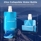 Membrane Solutions Collapsible 23oz Water Bottle with Filter Straw, Reusable Pouch and Carabiner, Foldable Water Container for Hiking, Camping, Travel, Emergency