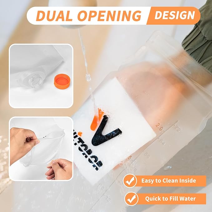 Water Bag 3L Compatible with Sawyer Squeeze Water Filter, Durable TPU Material, BPA & PVC Free Squeeze Pouch, Collapsible Hydration Canteens for Camping Hiking Cycling Fishing or Traveling