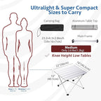 Grope Small Folding Camping Table with Aluminum Table Top, Beach Table for Sand with Carrying Bag,Prefect for Outdoor, Picnic, BBQ, Cooking, Festival (Silver-M)