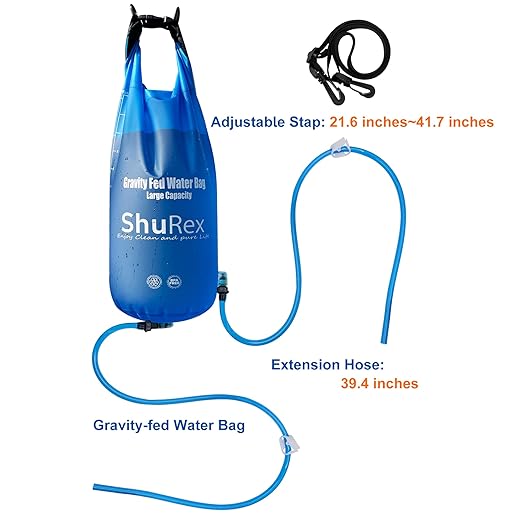 3-Gal Gravity-Fed Water Bag with 2 Outlet Pipes for Sawyer Water Filtration System Survival Water Filter Straw, Compatible with LifeStraw and Other Water Filter Straw, BPA-Free (12L/3Gal)