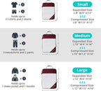 9 Set Compression Packing Cubes for Travel - Compressible, Lightweight, and Space-Saving Packing Cubes, Travel Essentials for Women, Wine