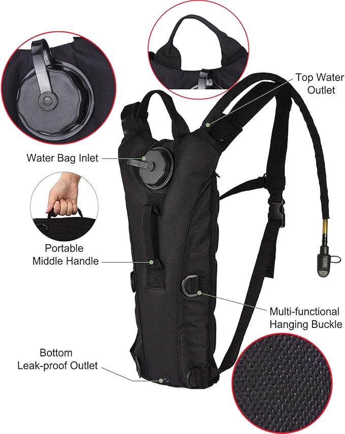 Water Backpack Black Hydration Backpack with 3 Liter Bladder Lightweight & Waterproof Hydration Pack for Hiking, Cycling, Running,Climbing Outdoorer ,Gift for dad